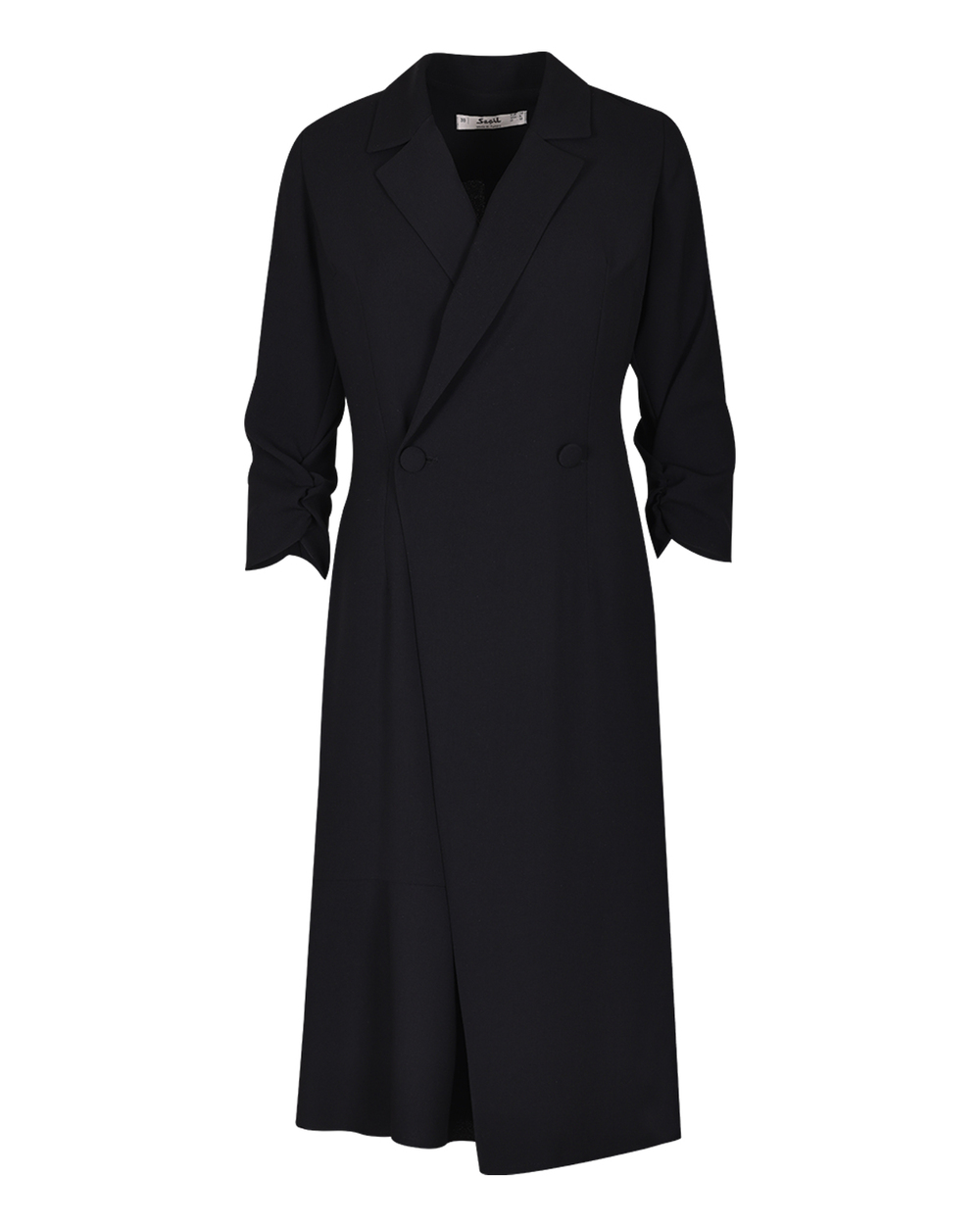 Kruvaze Yaka Diz Altı Elbise