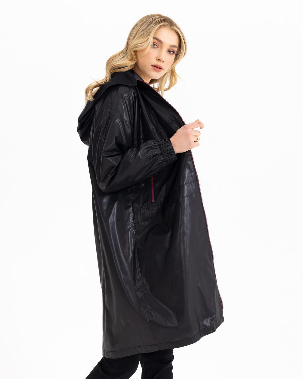 Kapüşonlu Fermuarlı Trençkot