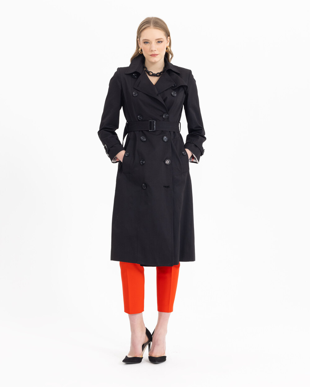 Düğmeli Klasik Kesim Trençkot