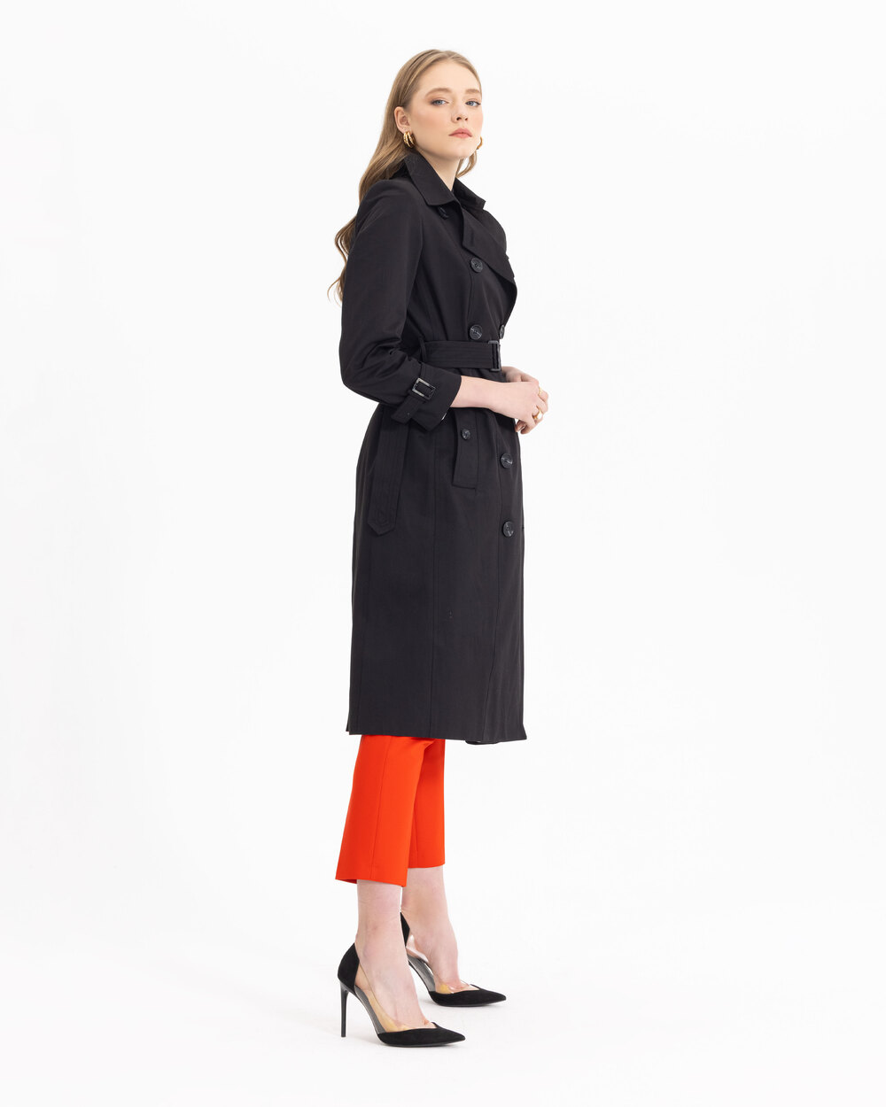 Düğmeli Klasik Kesim Trençkot