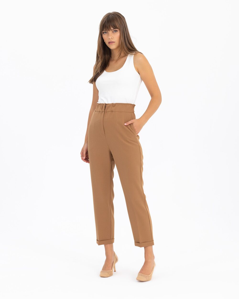 SEÇİL CARROT CUT ELASTIC WAIST TROUSERS