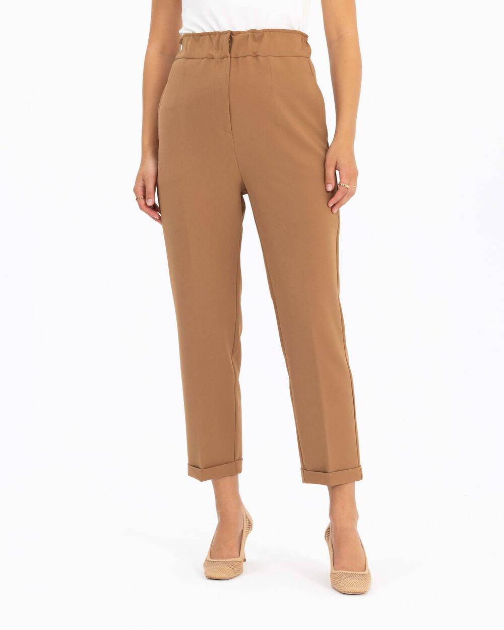 SEÇİL CARROT CUT ELASTIC WAIST TROUSERS