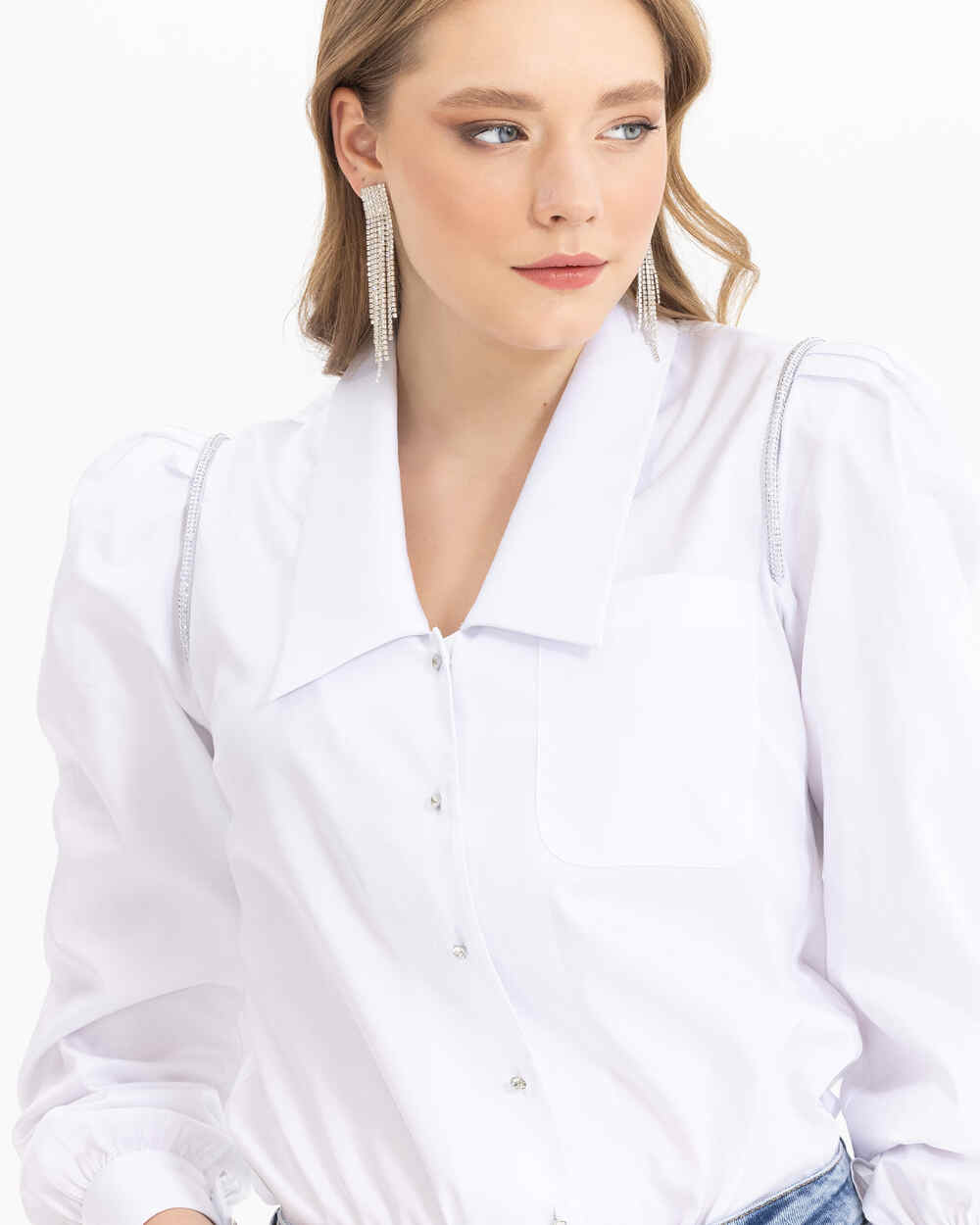 SEÇİL V-NECK STONE SHIRT