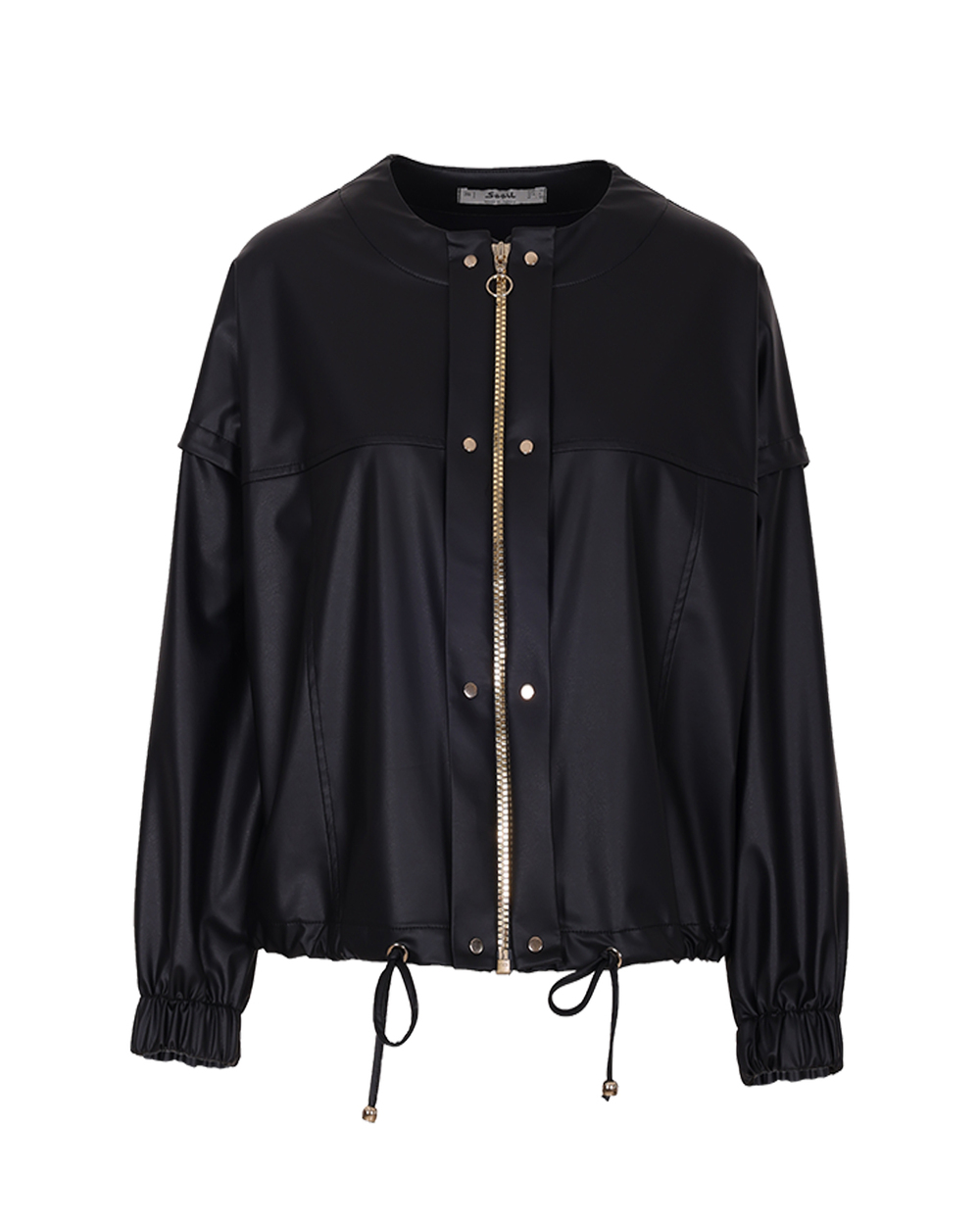 ZIPED FAUX LEATHER JACKET