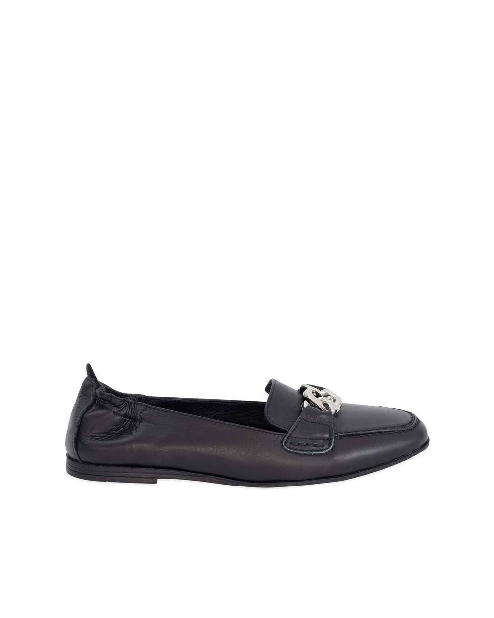 Zincir Detaylı Babet Ayakkabı , Siyah - SecilStore