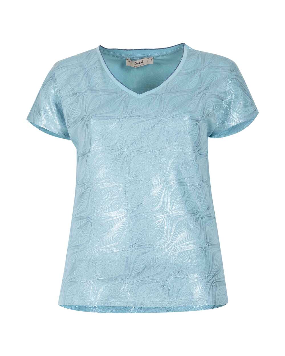 V Yakalı Desenli Tişört