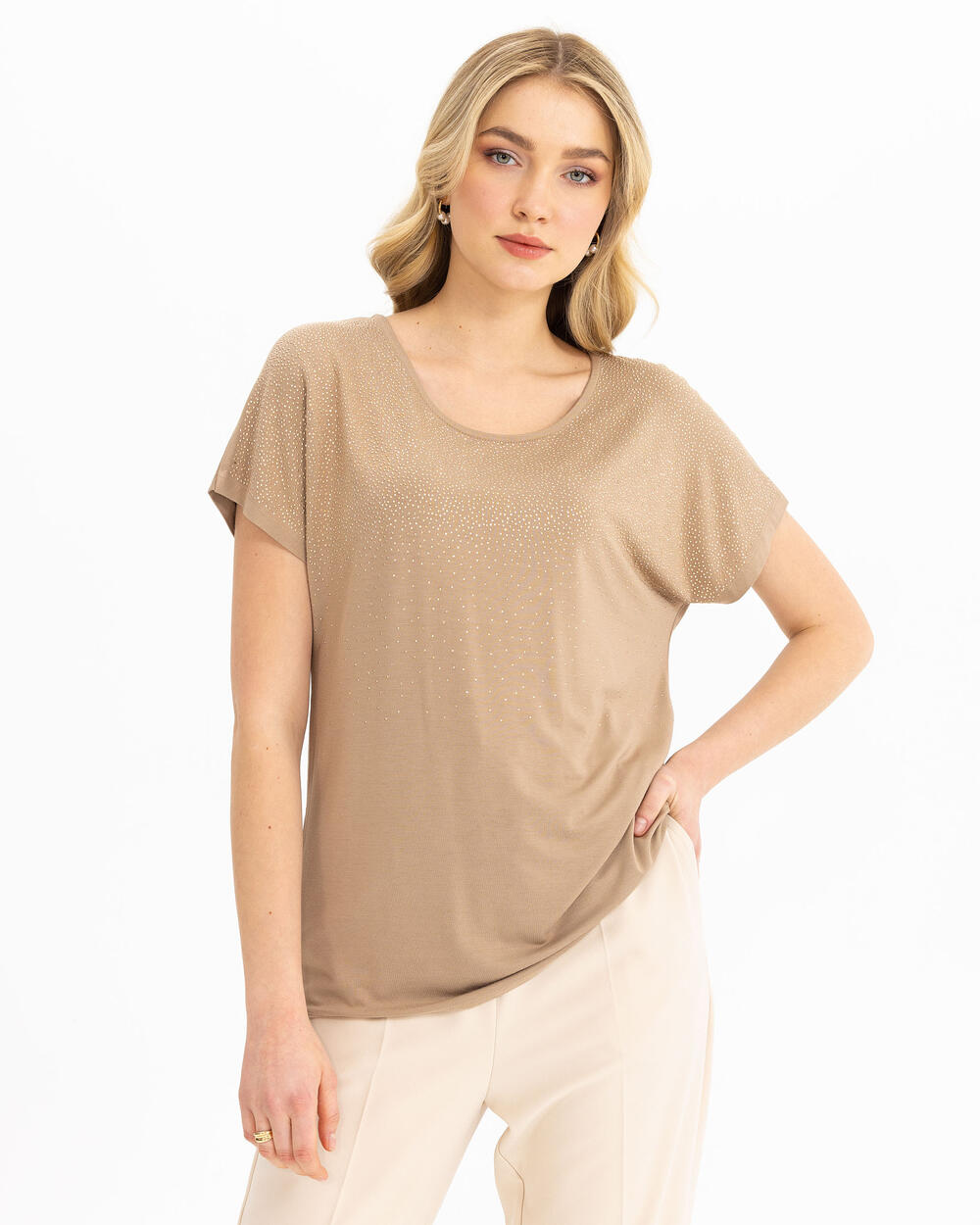 ROUND NECK T-SHIRT WITH STONES