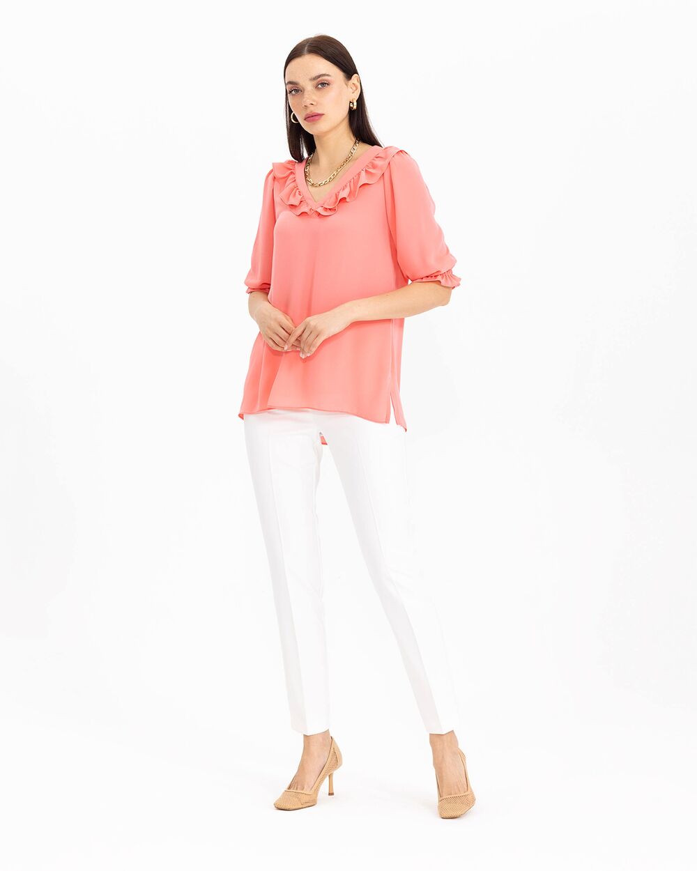 Yakası Fırfırlı Bluz