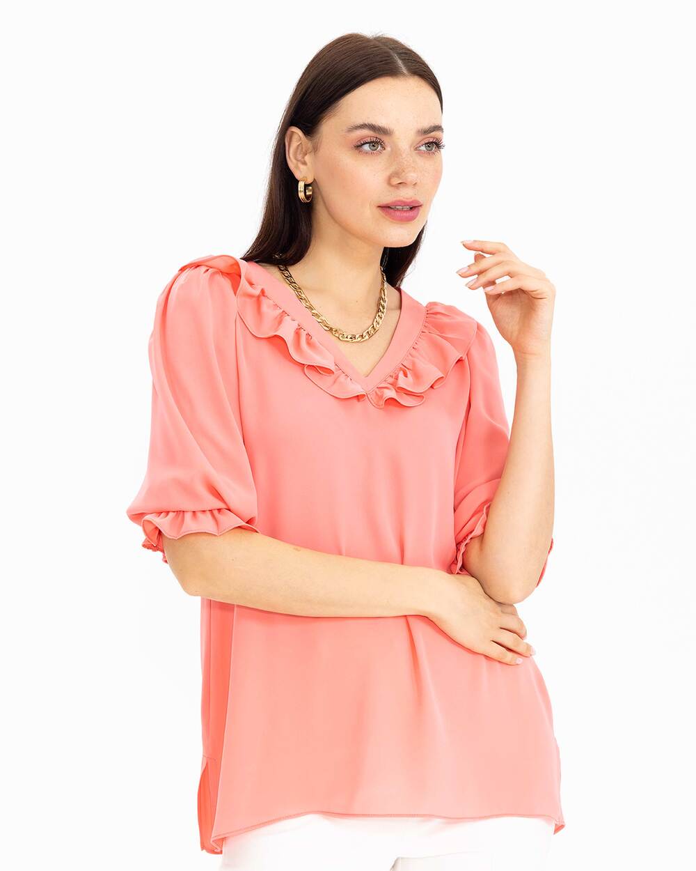 Yakası Fırfırlı Bluz