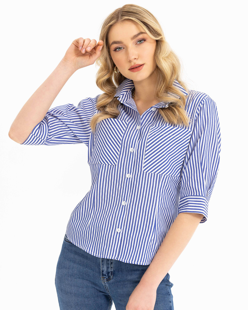 Çizgili Kısa Boy Gömlek