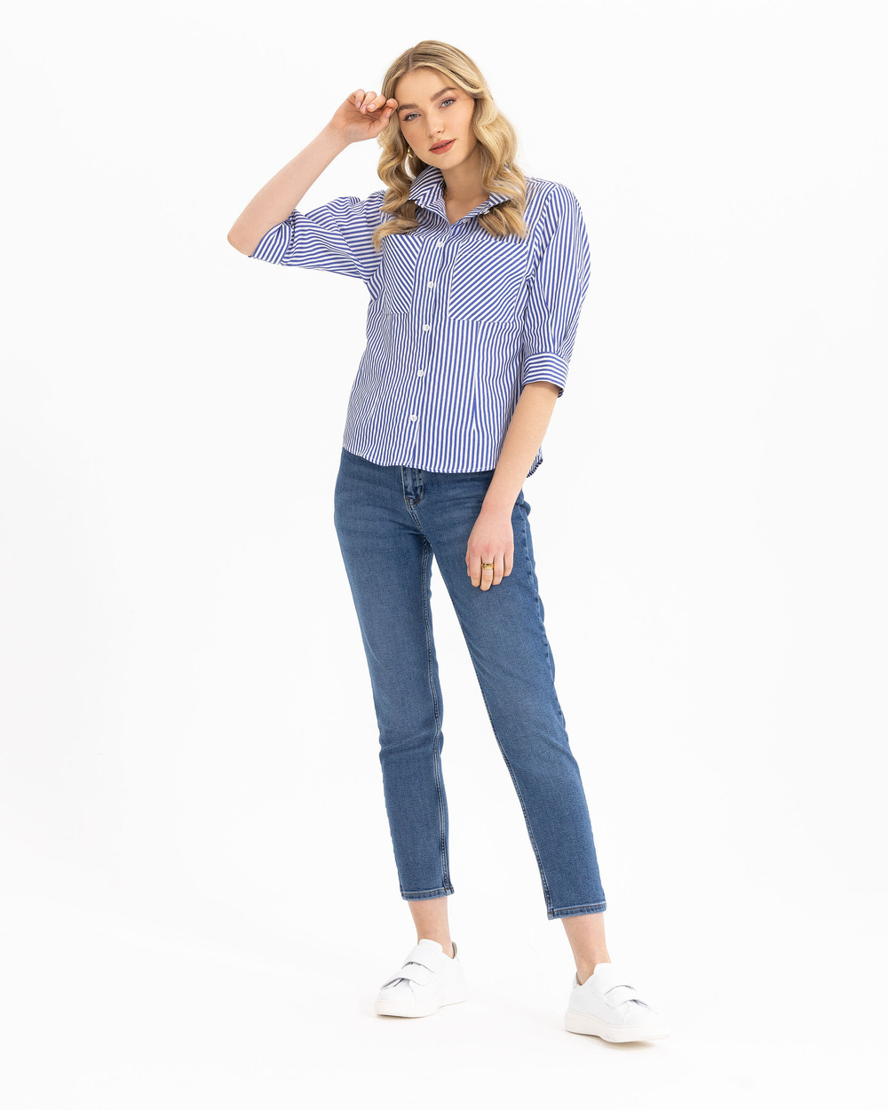 Çizgili Kısa Boy Gömlek