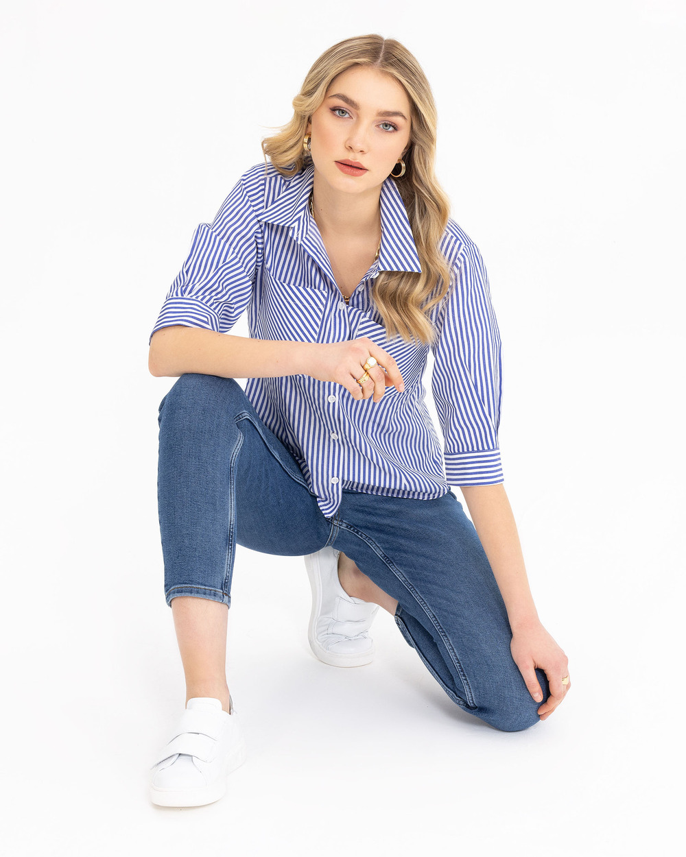 Çizgili Kısa Boy Gömlek