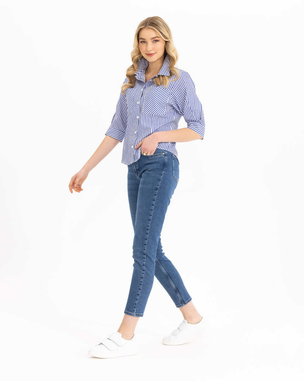 Çizgili Kısa Boy Gömlek