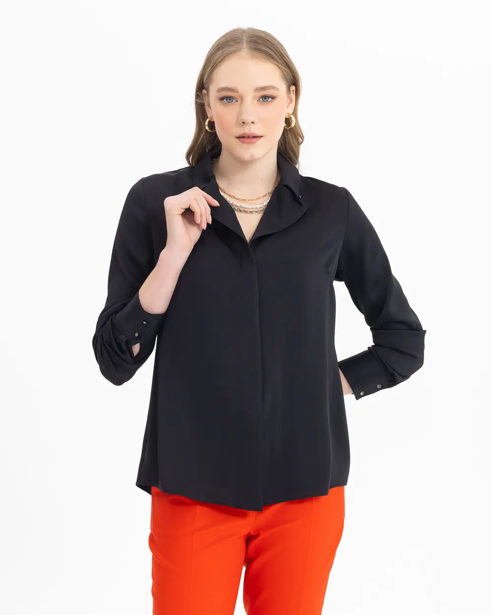 V Yaka Uzun Kollu Bluz