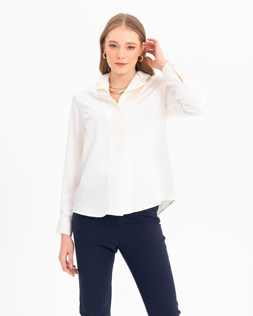 V Yaka Uzun Kollu Bluz