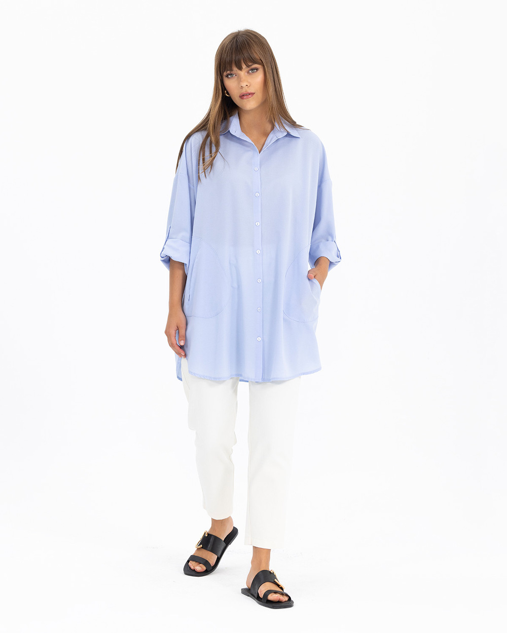 Oversıze Düz Gömlek