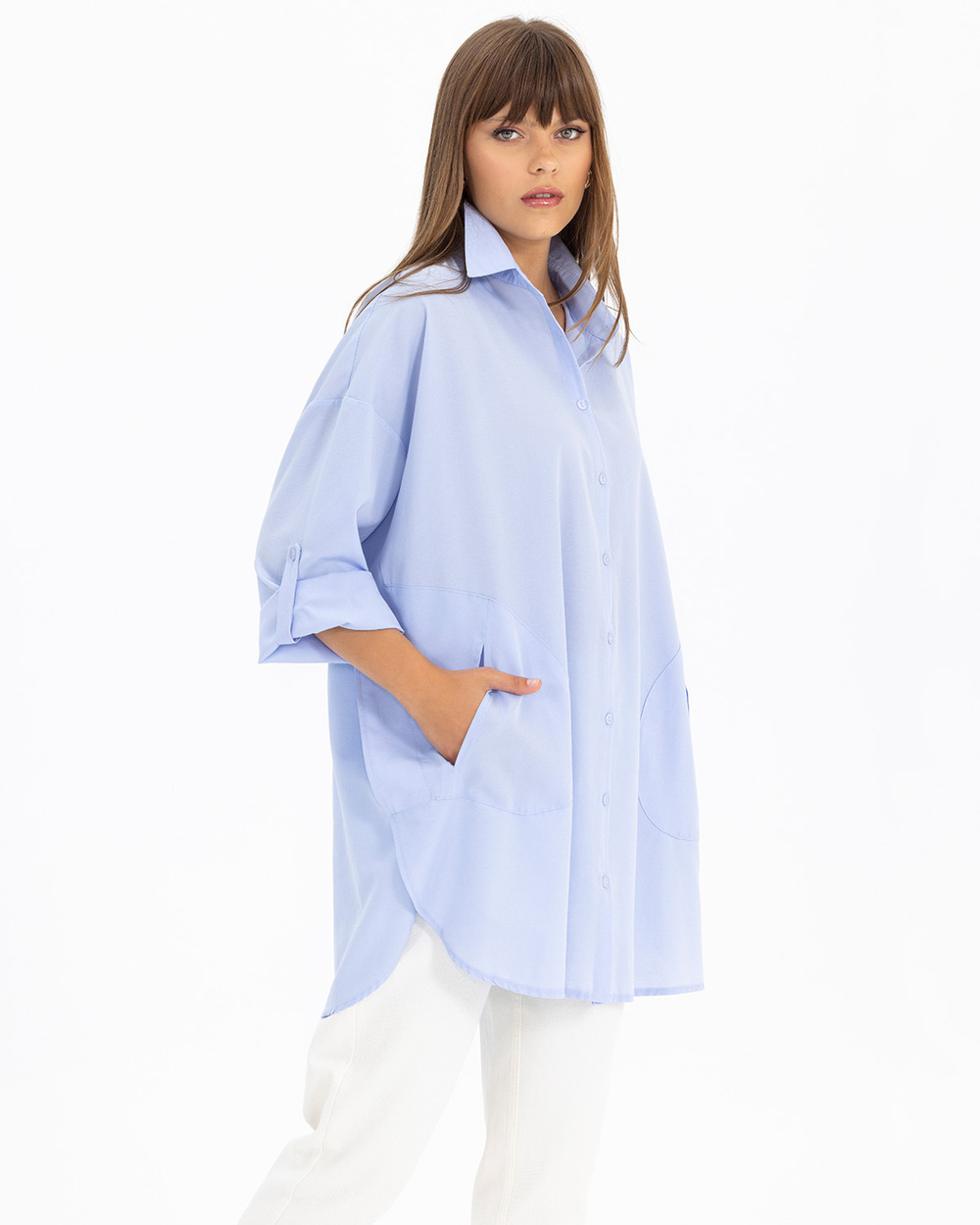 Oversıze Düz Gömlek