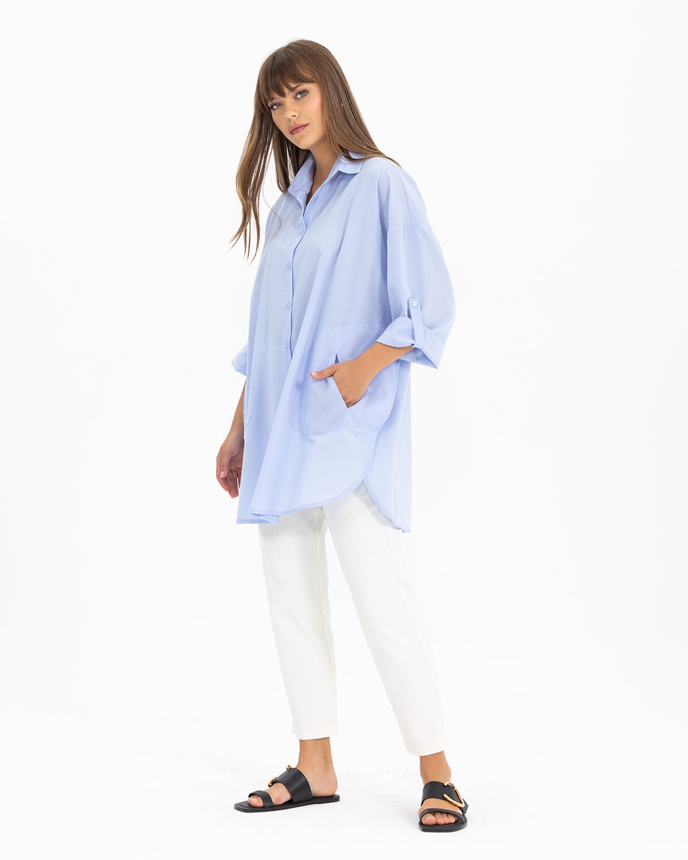 Oversıze Düz Gömlek