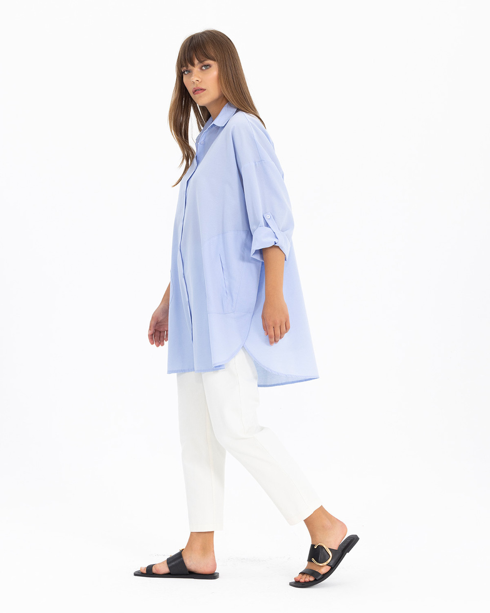Oversıze Düz Gömlek