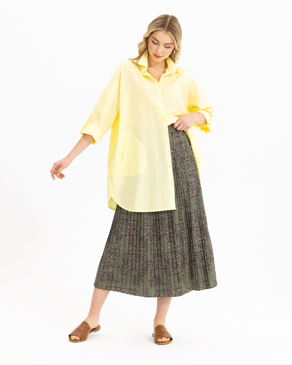 Oversıze Düz Gömlek