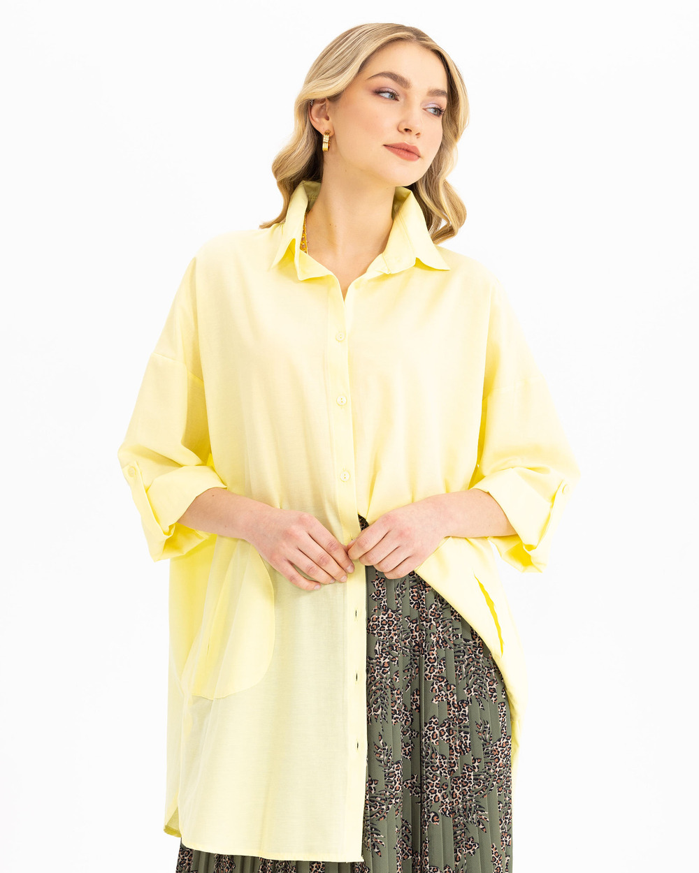 Oversıze Düz Gömlek