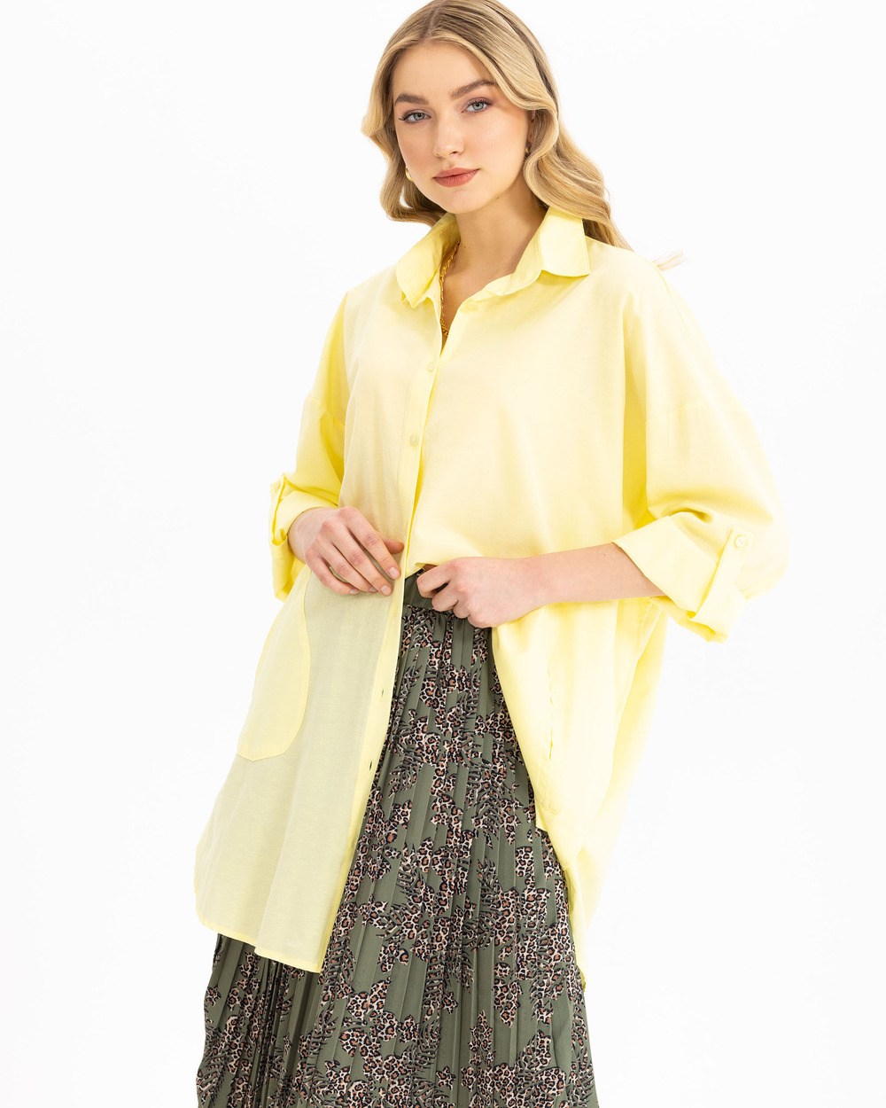 Oversıze Düz Gömlek