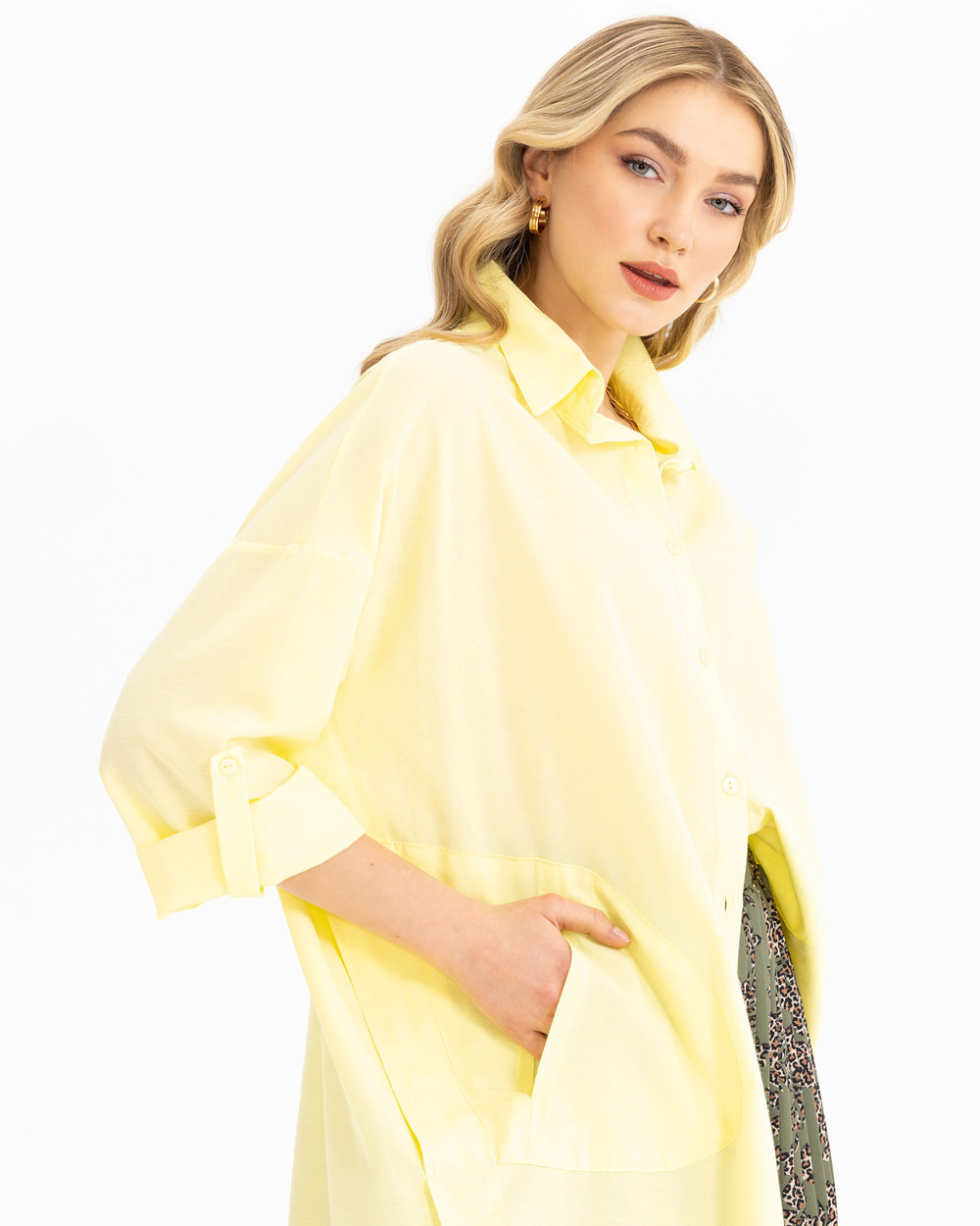 Oversıze Düz Gömlek