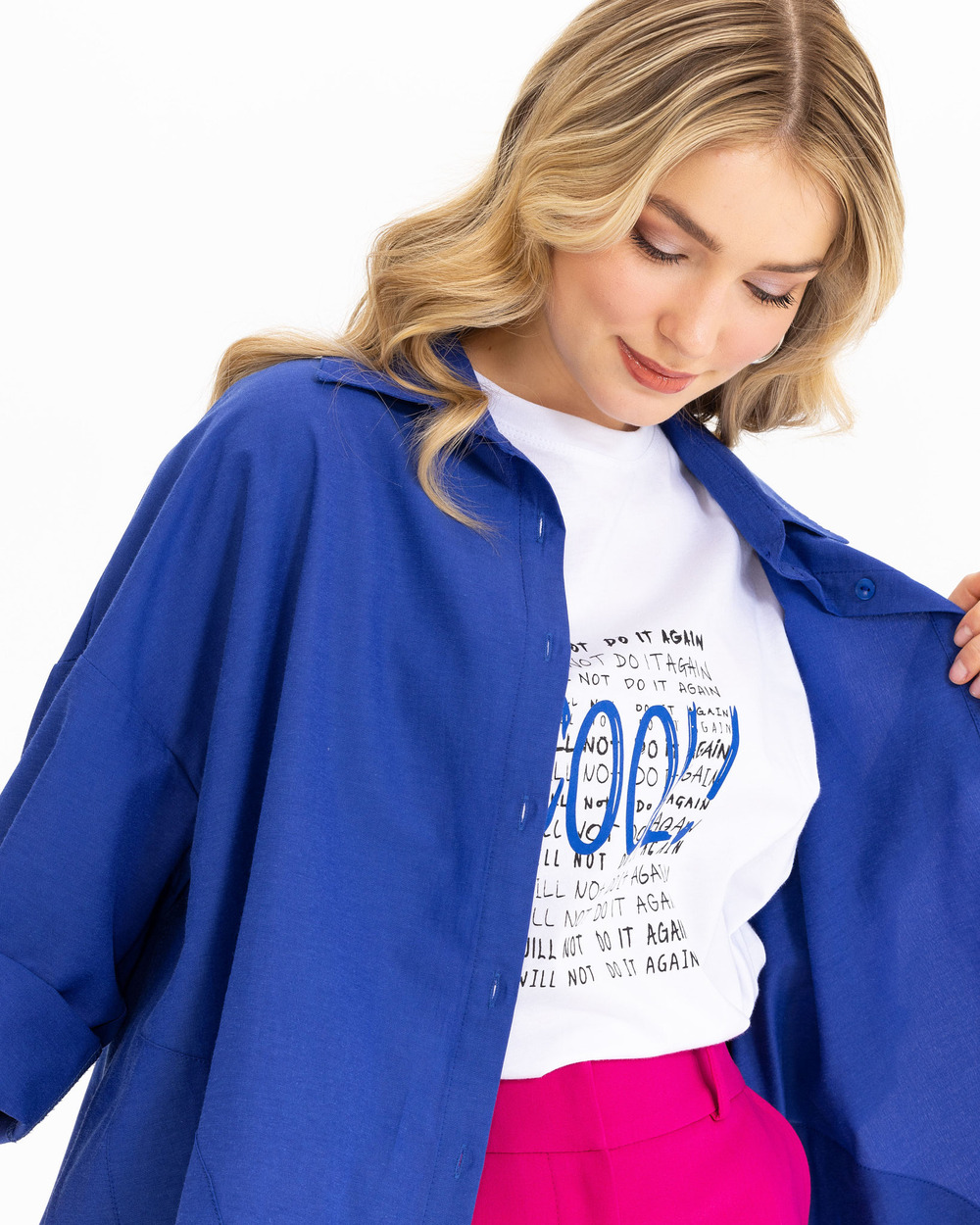 Oversıze Düz Gömlek