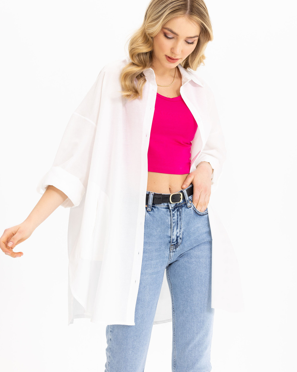 Oversıze Düz Gömlek