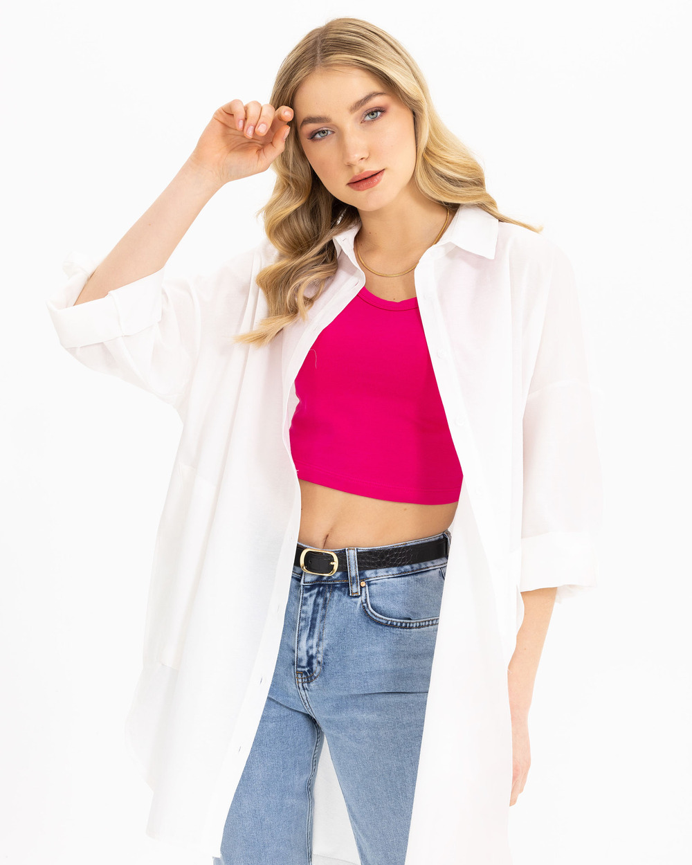 Oversıze Düz Gömlek