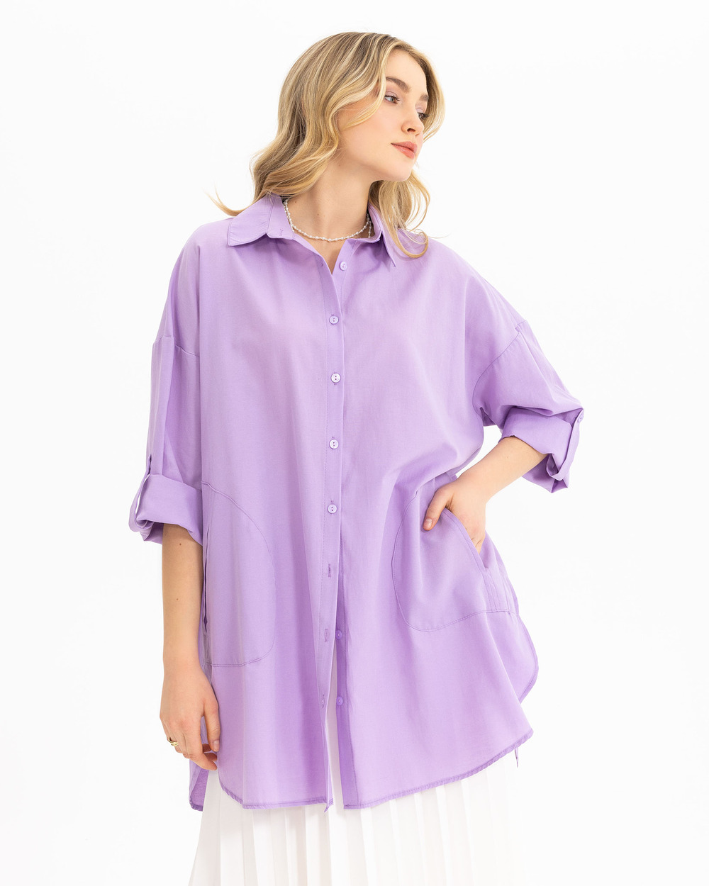 Oversıze Düz Gömlek