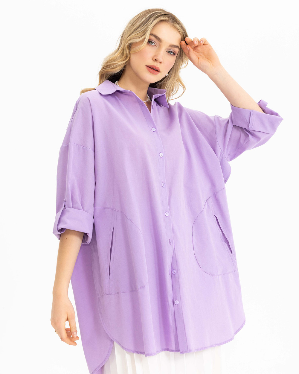 Oversıze Düz Gömlek