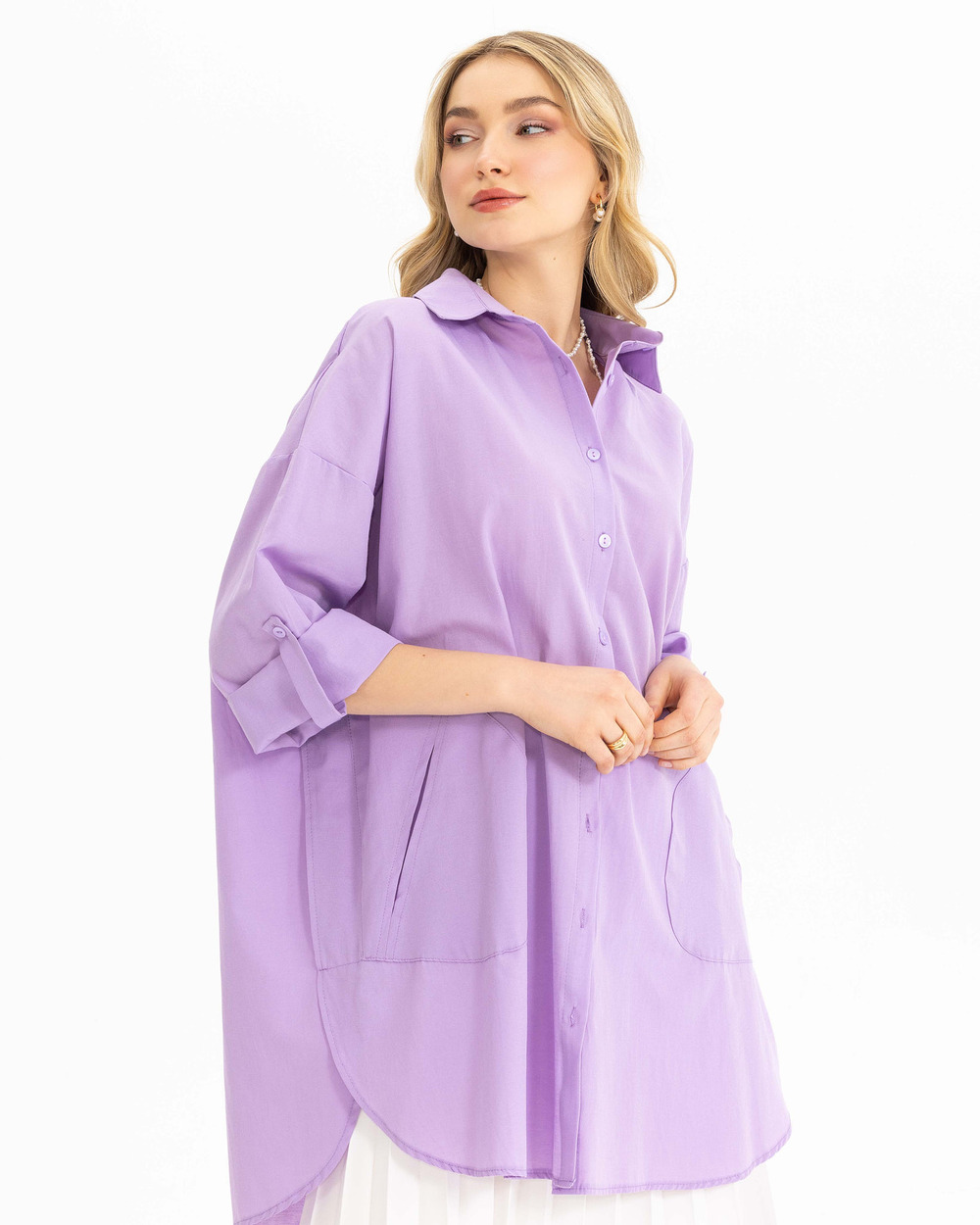 Oversıze Düz Gömlek