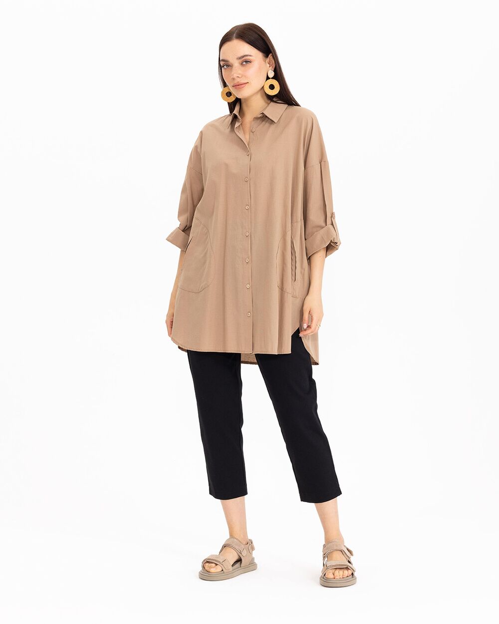 Oversıze Düz Gömlek