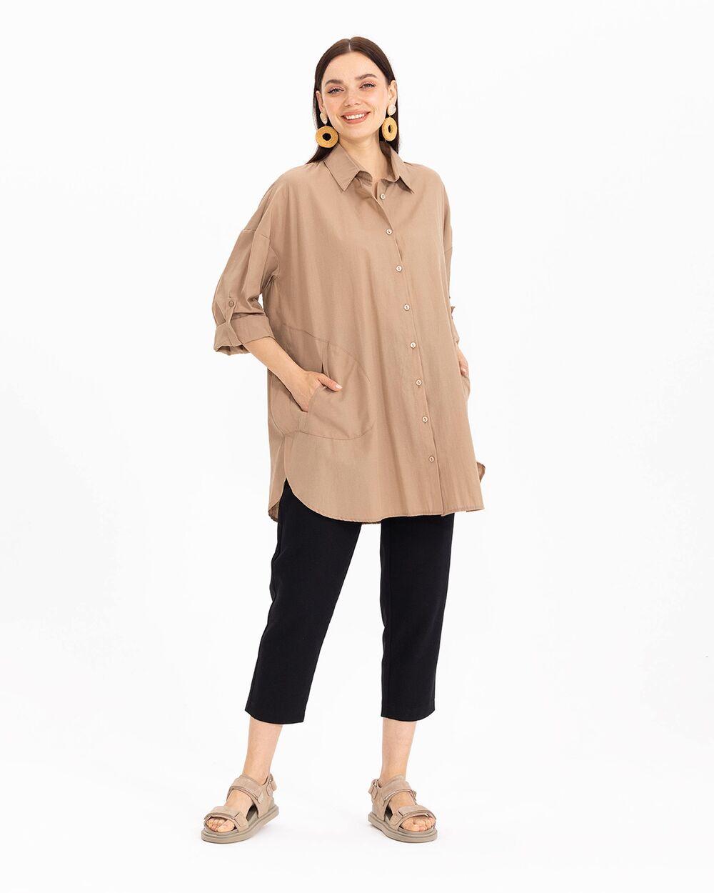 Oversıze Düz Gömlek