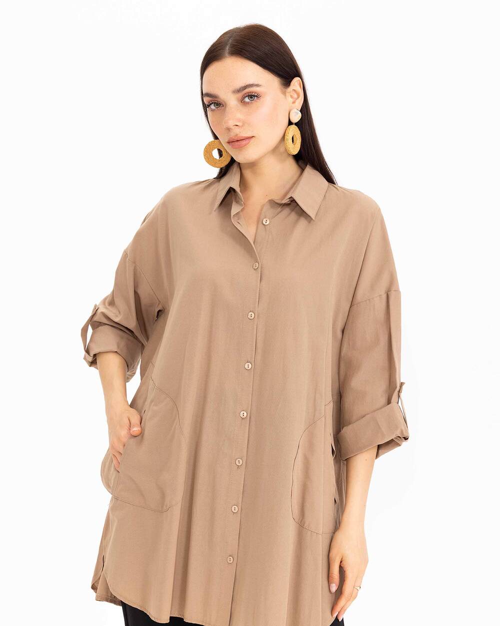 Oversıze Düz Gömlek
