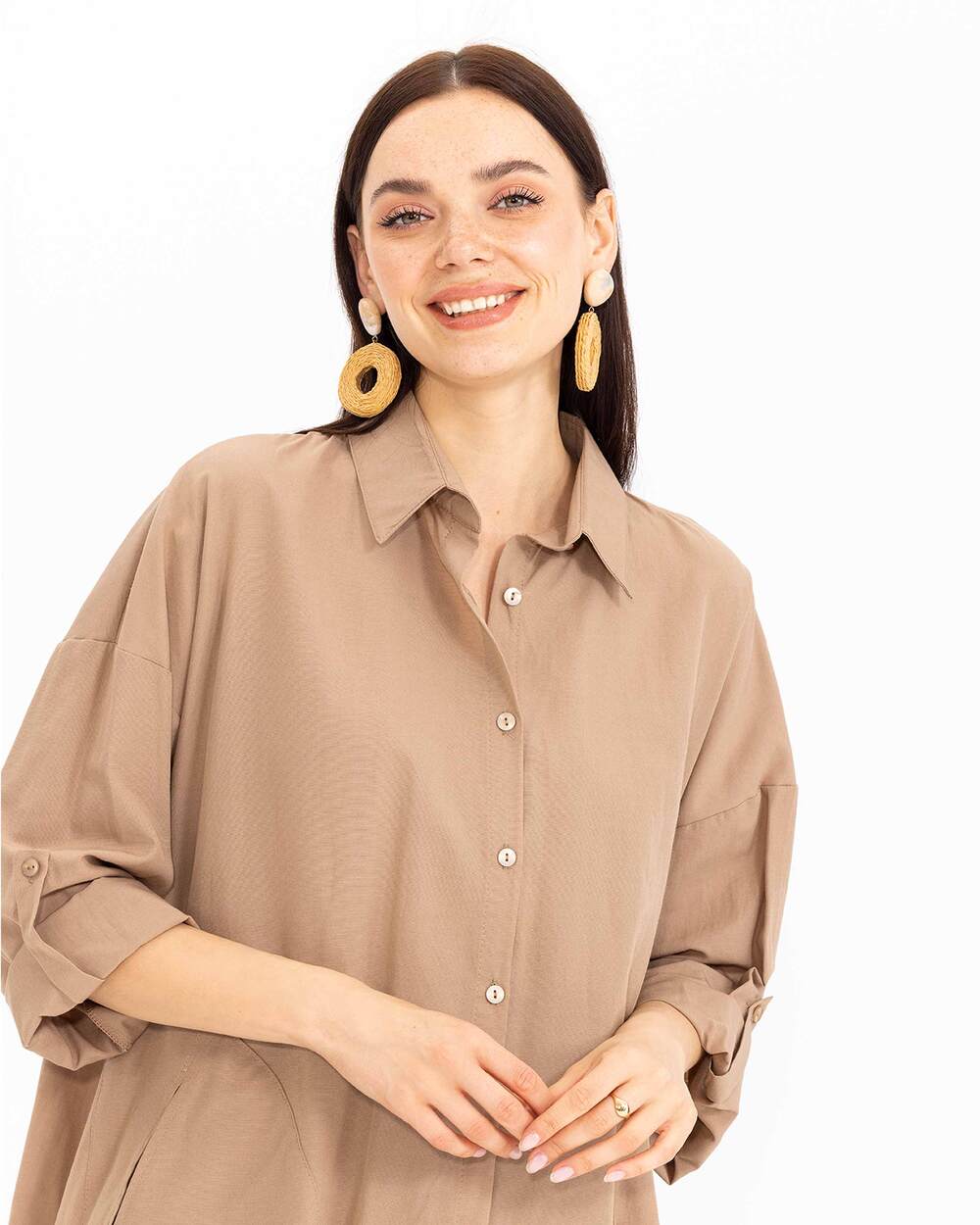 Oversıze Düz Gömlek