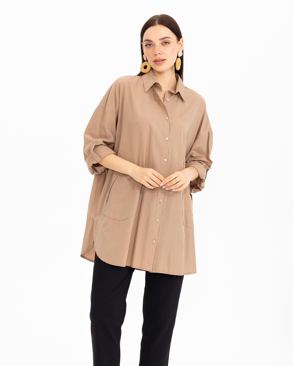 Oversıze Düz Gömlek