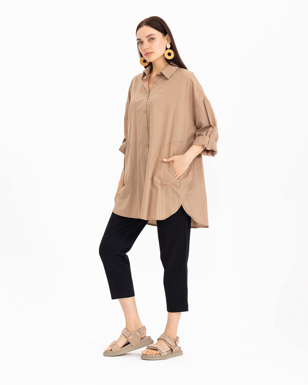 Oversıze Düz Gömlek