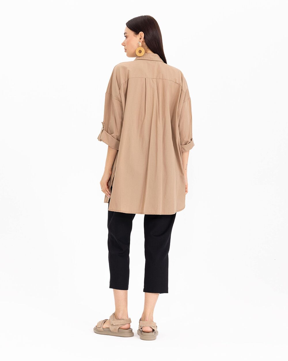 Oversıze Düz Gömlek