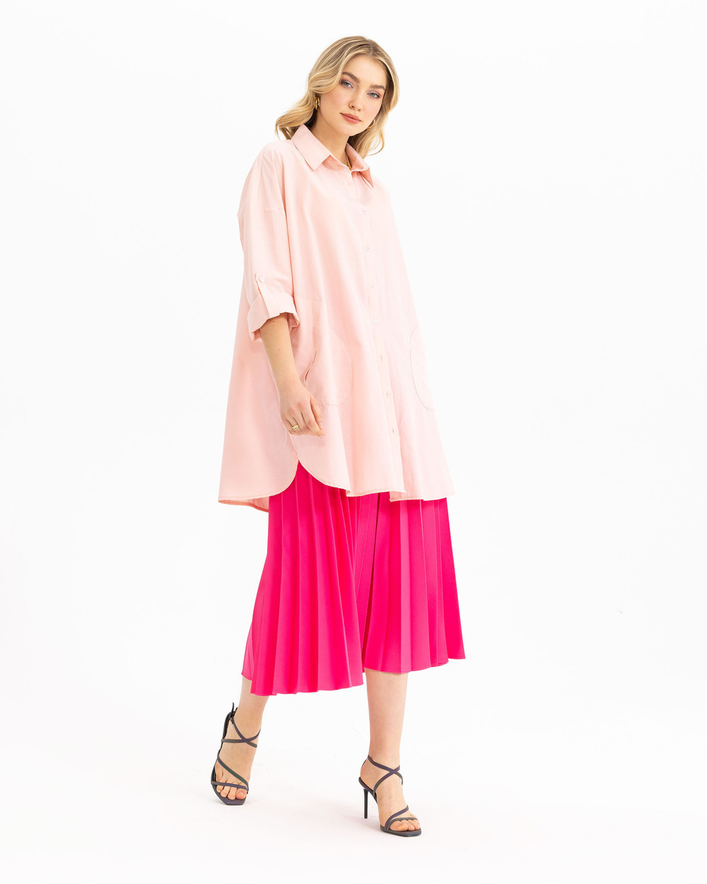 Oversıze Düz Gömlek