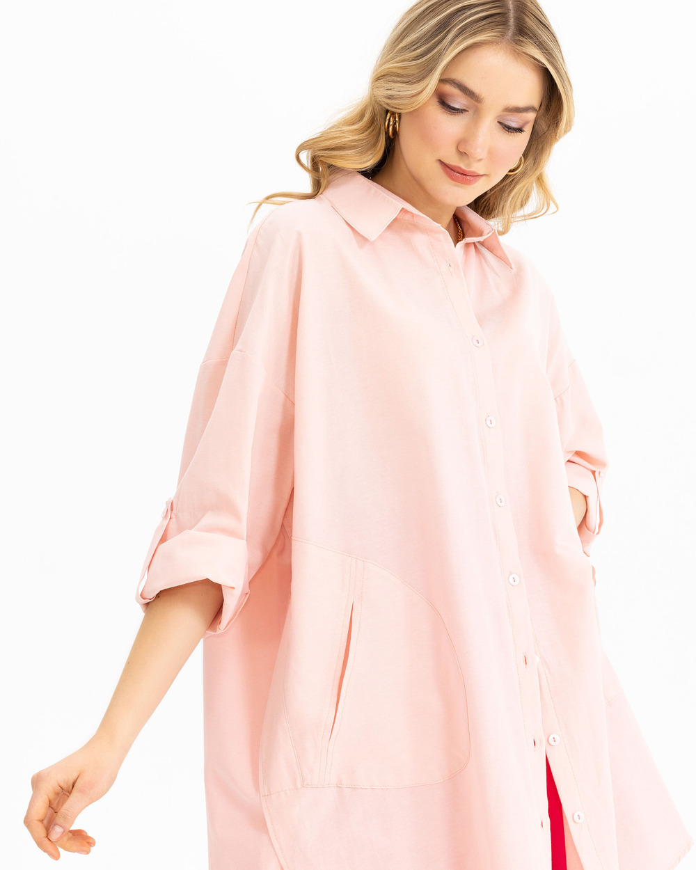 Oversıze Düz Gömlek