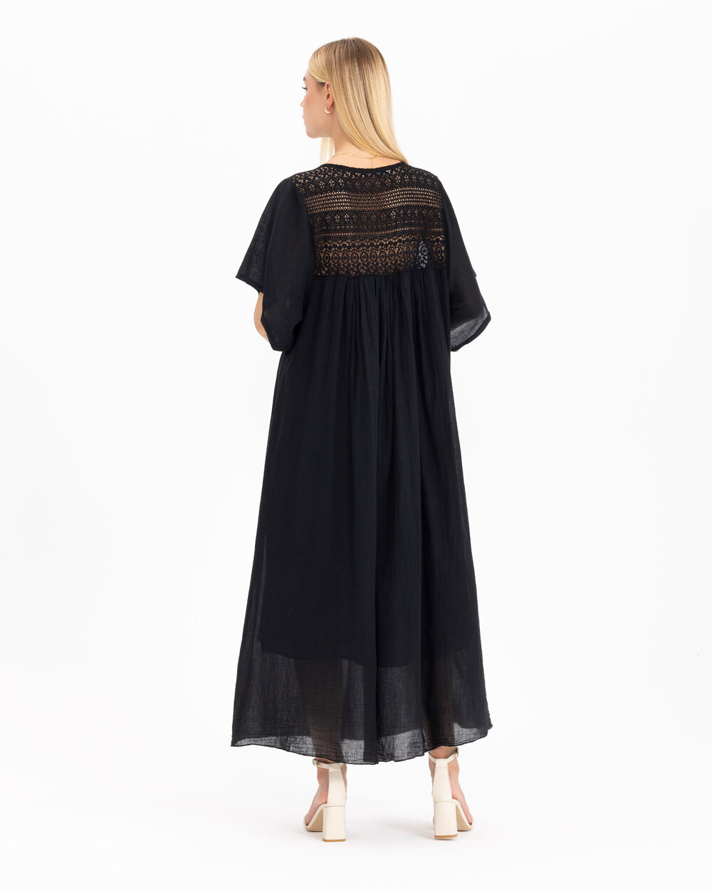  Lace Detailed V-Neck Maxi Length Dress