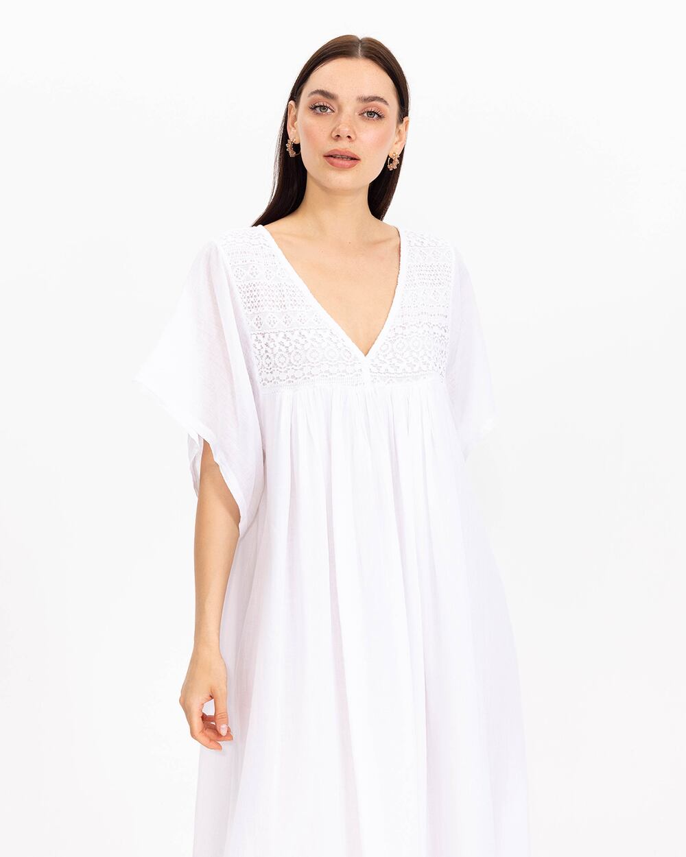  Lace Detailed V-Neck Maxi Length Dress