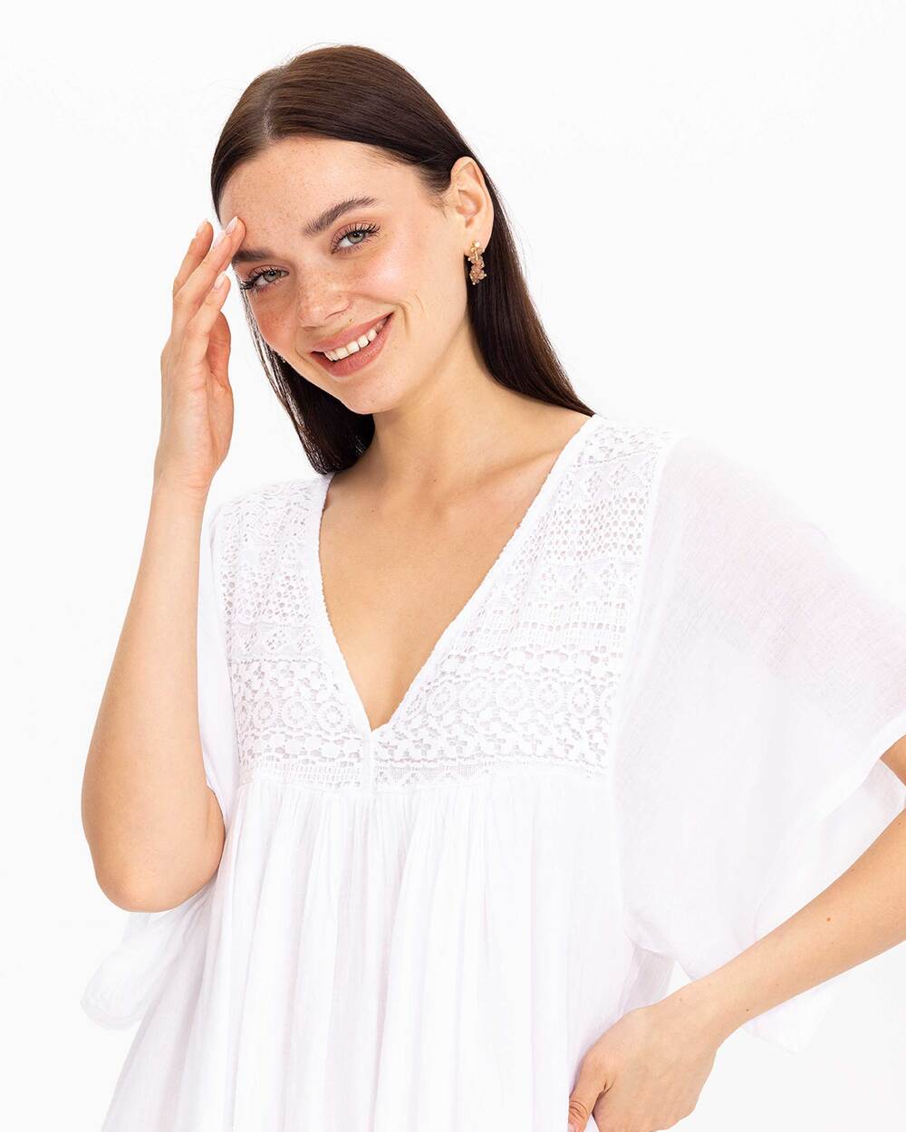  Lace Detailed V-Neck Maxi Length Dress
