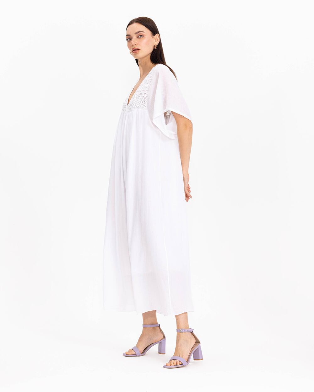  Lace Detailed V-Neck Maxi Length Dress
