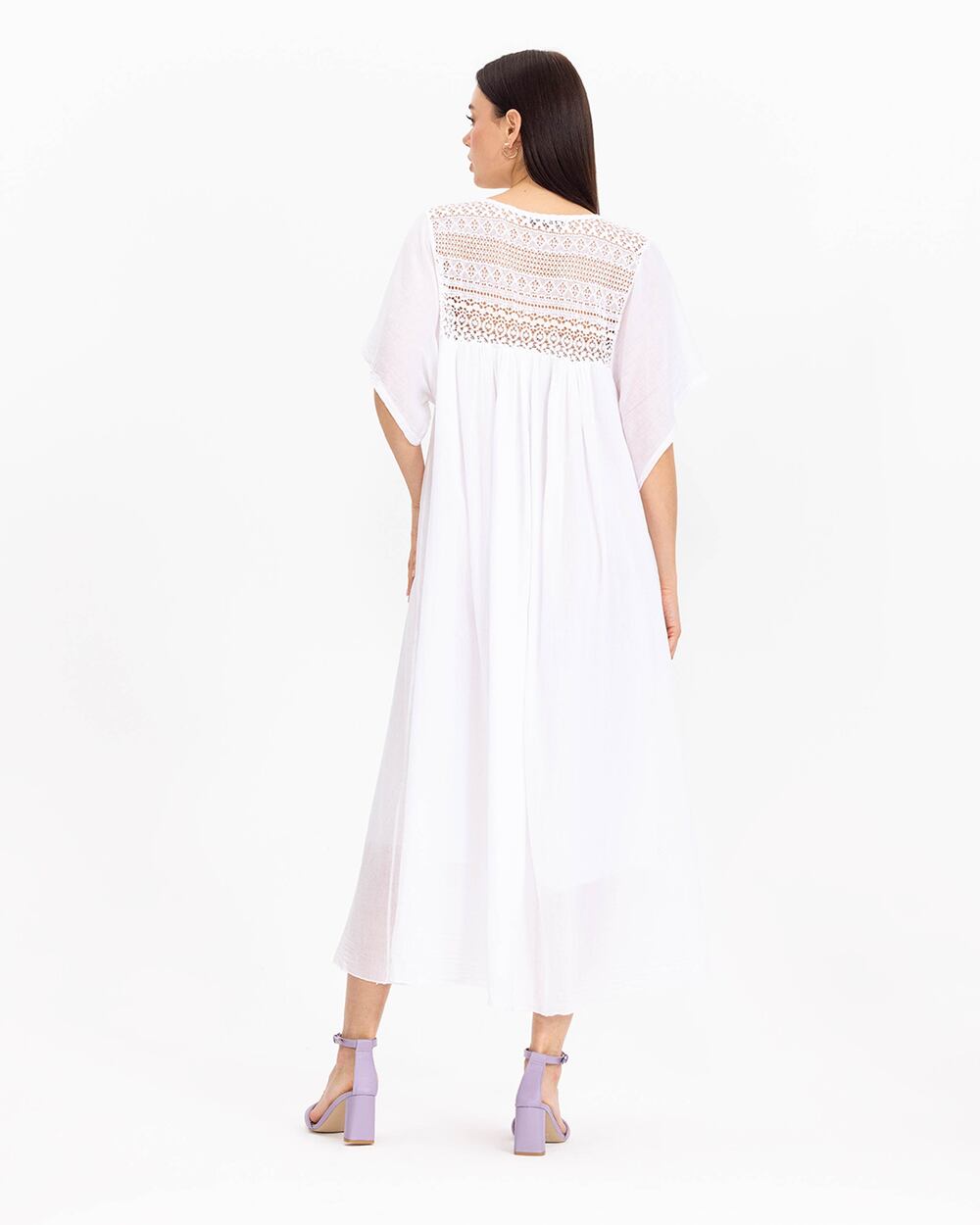  Lace Detailed V-Neck Maxi Length Dress