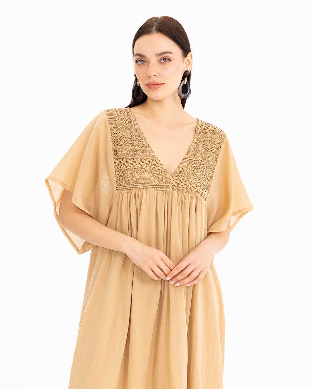  Lace Detailed V-Neck Maxi Length Dress