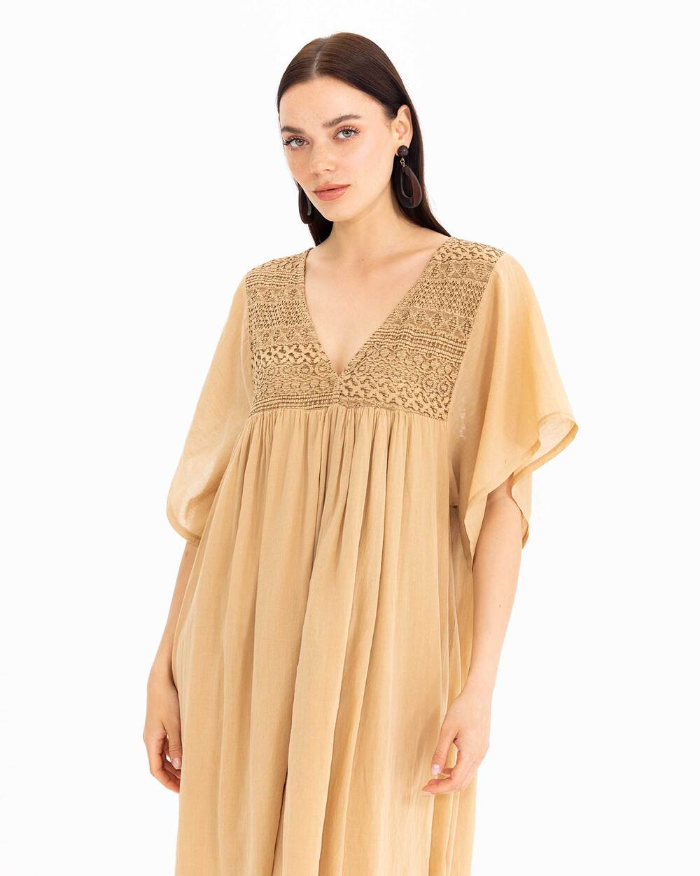  Lace Detailed V-Neck Maxi Length Dress