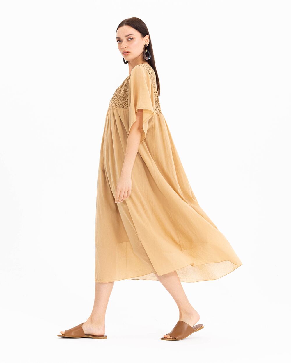  Lace Detailed V-Neck Maxi Length Dress